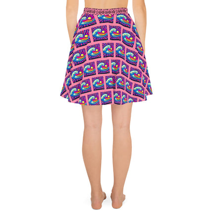 Women's Pink Samurai Waves Skater Skirt