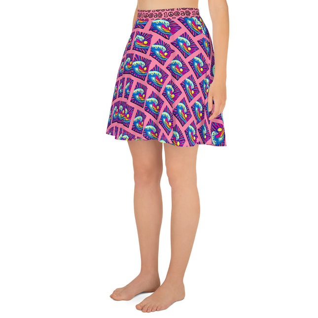 Women's Pink Samurai Waves Skater Skirt