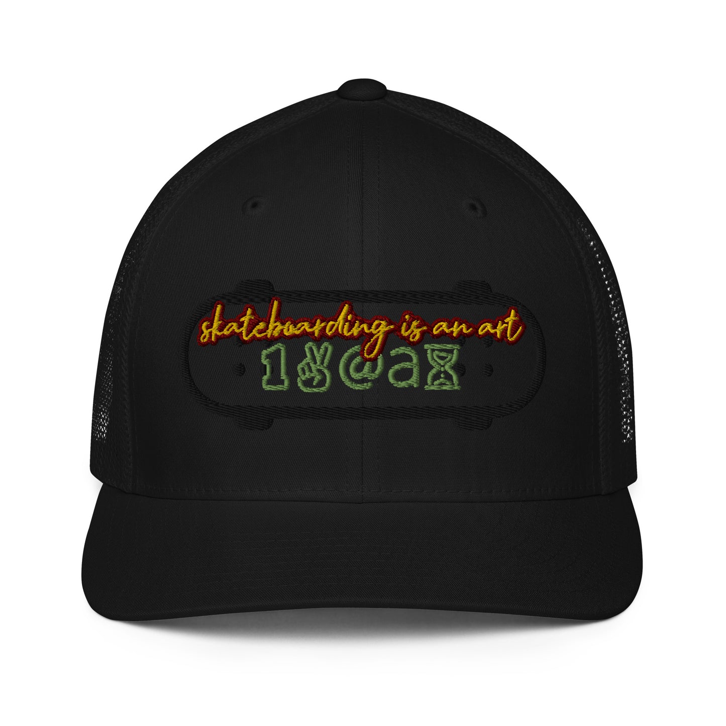 Closed-back trucker cap "skate is art"