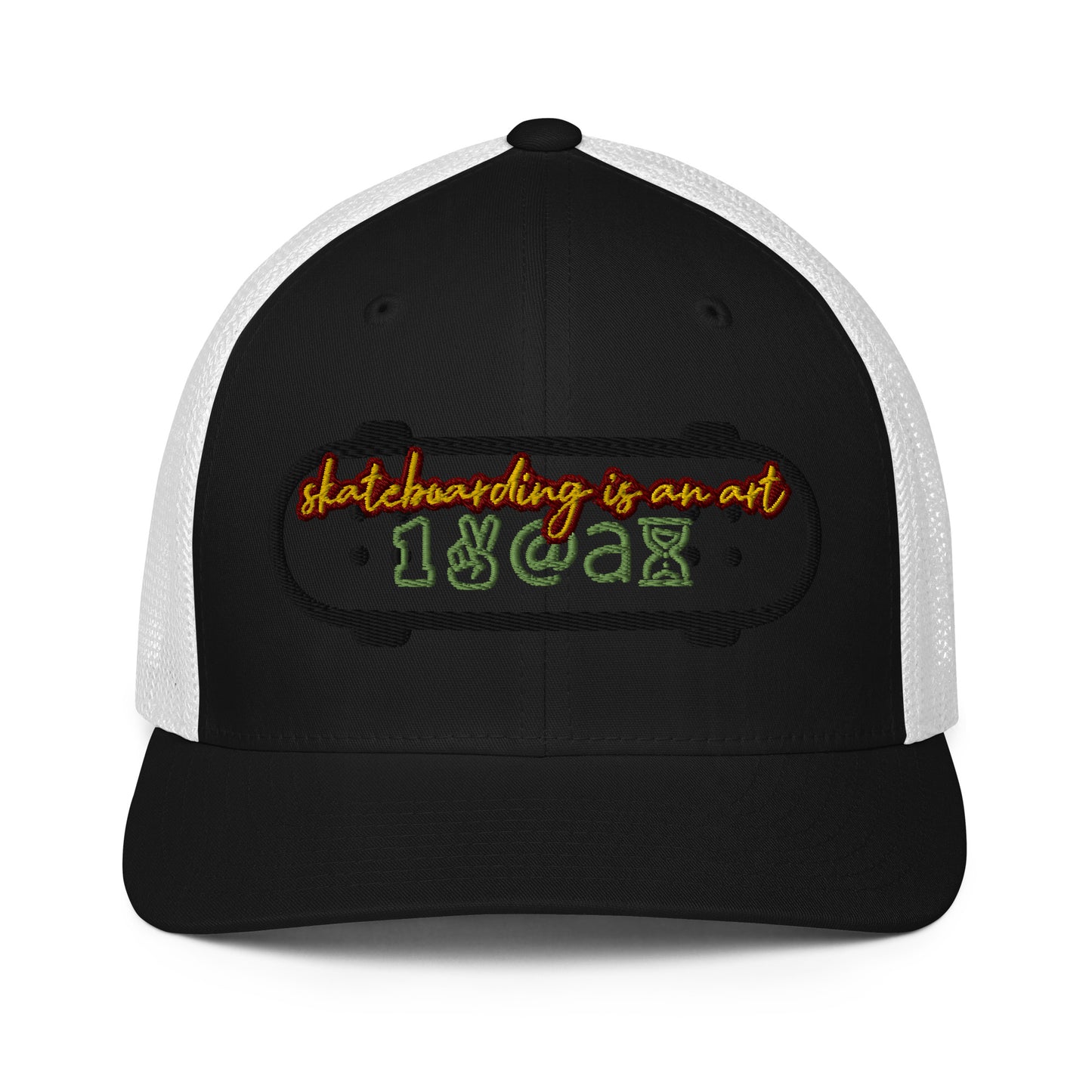 Closed-back trucker cap "skate is art"