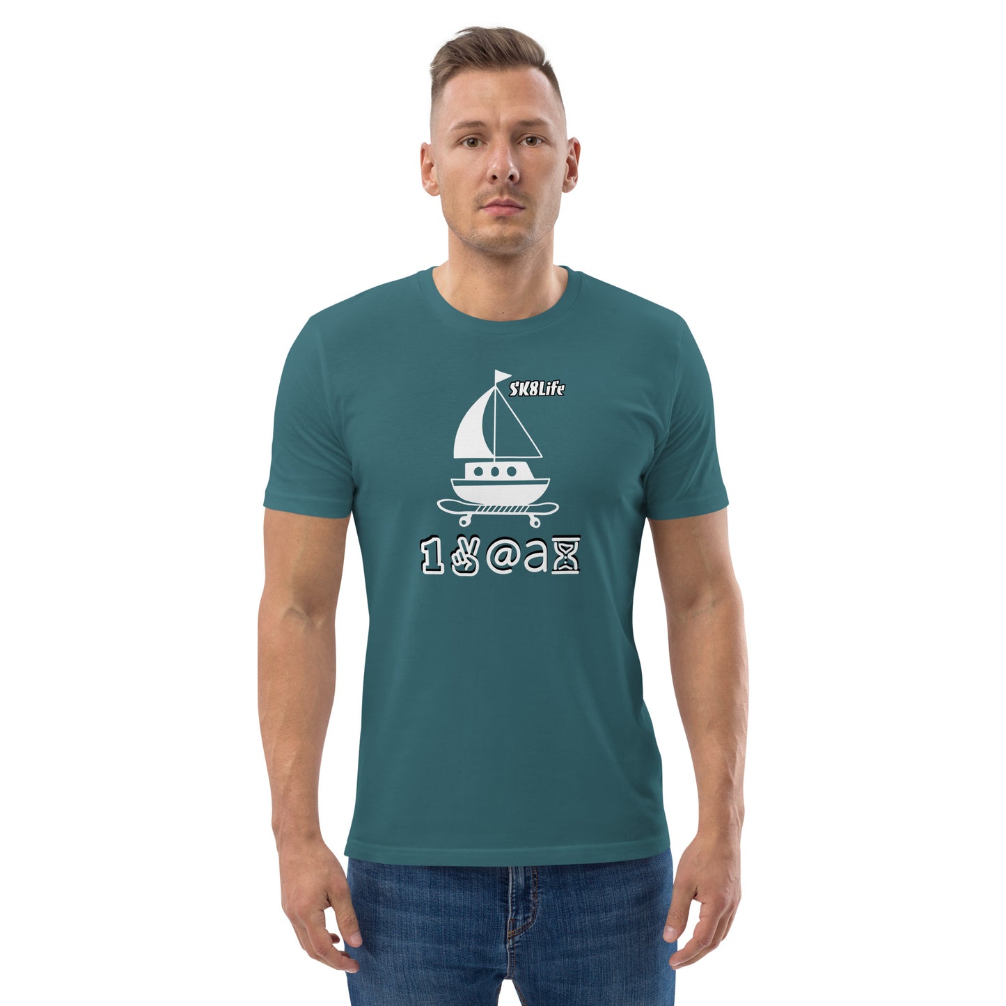 Unisex organic cotton t-shirt "SK8/Sail thru Life"